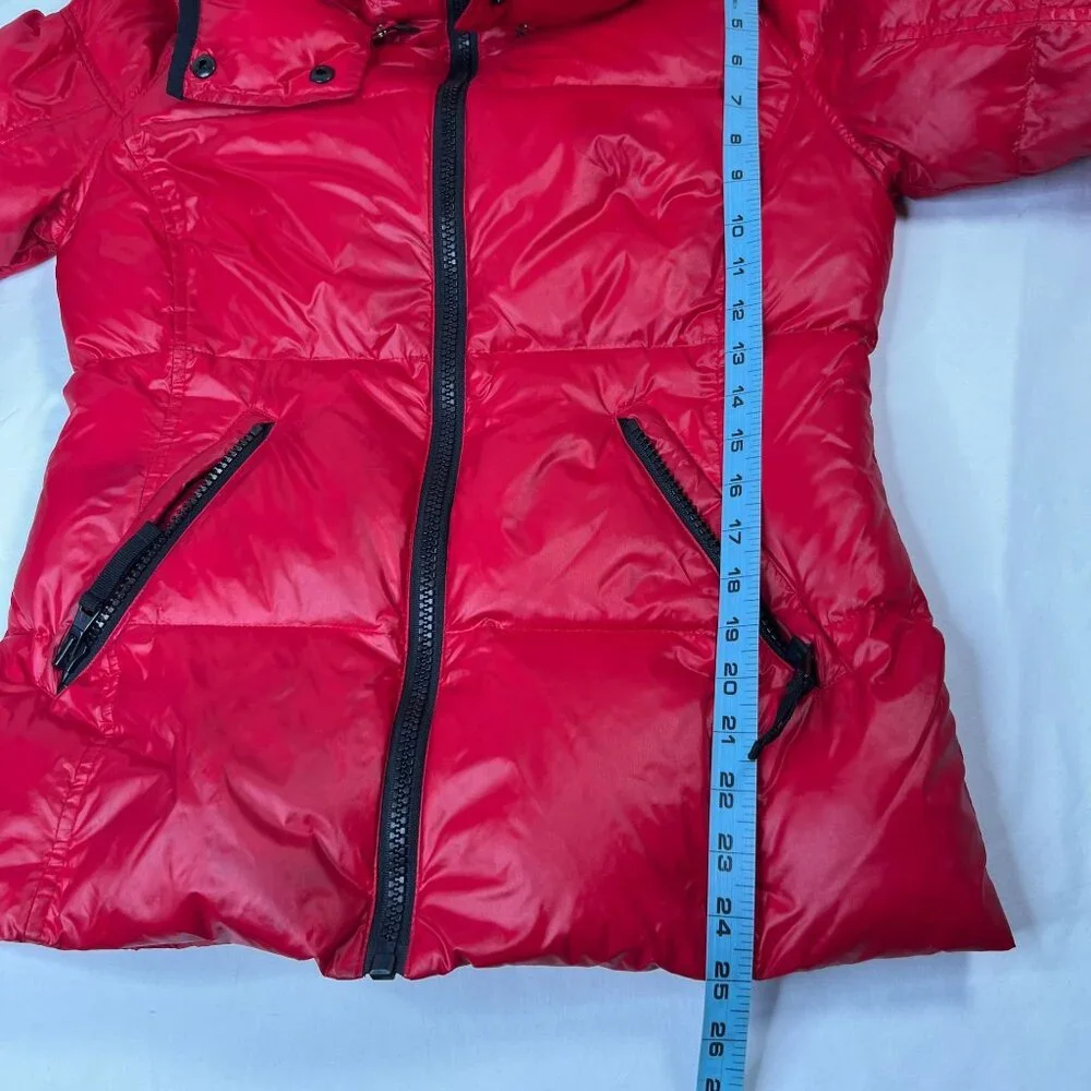 S13 NYC Quilted Down Puffer Coat Removable Hood Red Winter Ski Jacket Medium